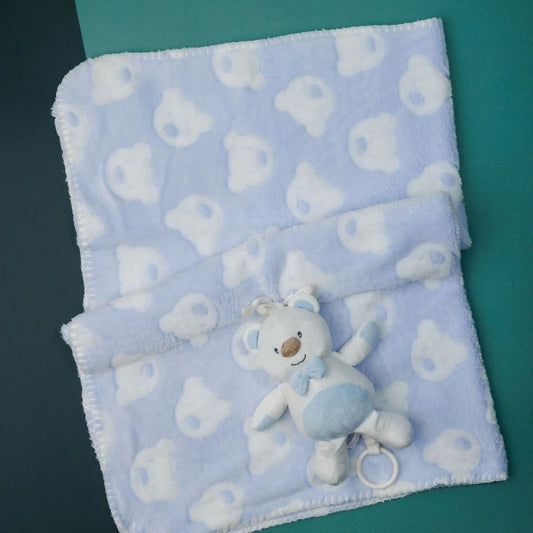 2 Pc Gift Setcute Bear With Bowtie Lovey Blanket