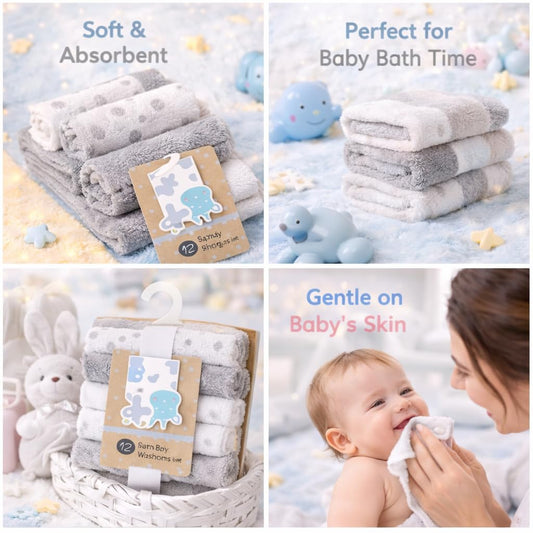 12 Pcs Baby Face towel/Wash cloth