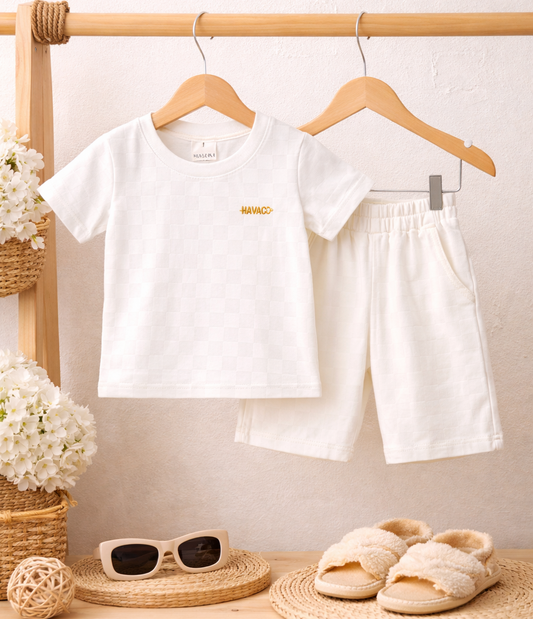 Cotton Kids Coordinated Outfit, Casual T-shirt and Shorts Set, Short Sleeve