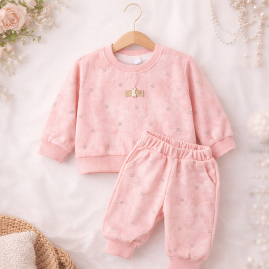 Toddler 2-Piece Outfit Set, Polka Dot Print, Long Sleeve Top and Pants