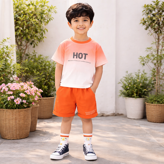 Kids Cotton T-Shirt and Shorts Set, HOT Print Design