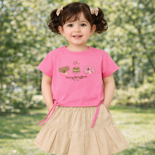Toddler Girls Graphic Print T-Shirt with Pleated Skirt