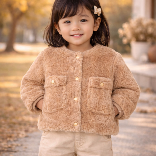 Polyester Longline Tailored Jacket With Muffler