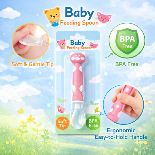Baby Silicone Pig Shape Spoon -Feeding Tableware Soft Head Spoon