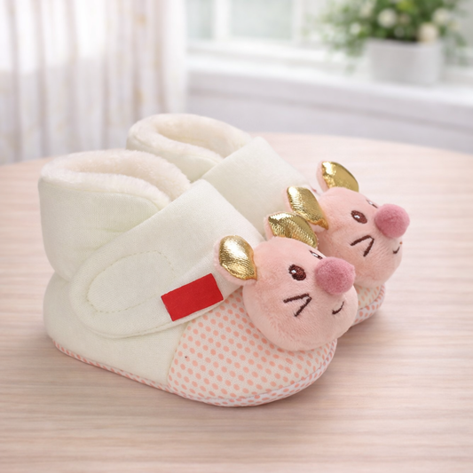 Baby Booties with Bunny Design, Soft Cotton