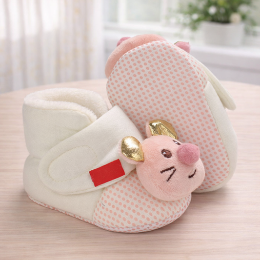 Baby Booties with Bunny Design, Soft Cotton