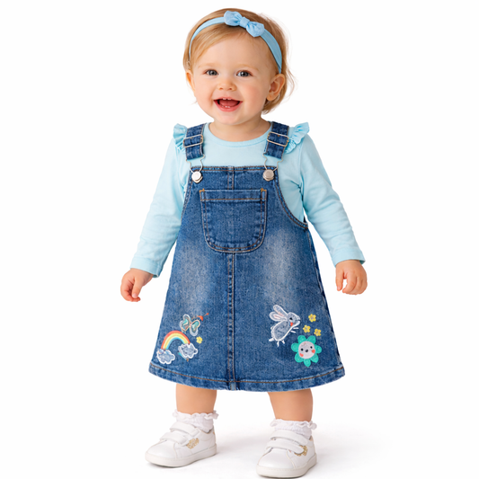 Denim Suspender Dress & Top Set