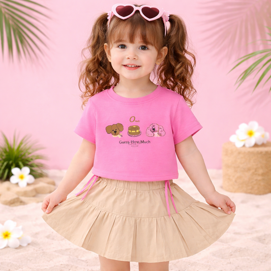 Toddler Girls Graphic Print T-Shirt with Pleated Skirt