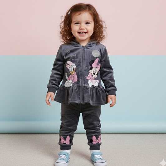 Cartoon printed Fleece Sweatshirt And Pants