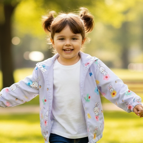 Full Sleeves Hooded Jacket Purple Rabite Print