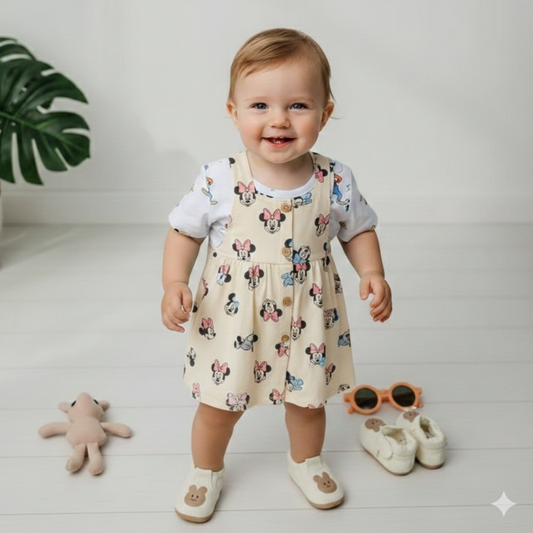 Piece T-Shirt And Dress Set - Light Beige minnie Mouse