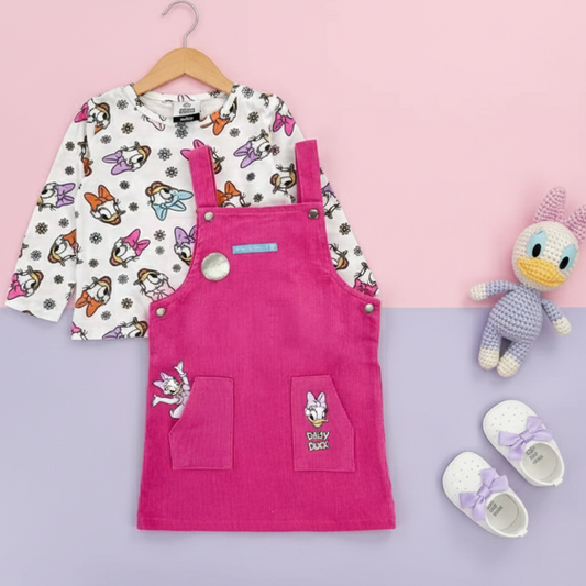 Pink & White Micky Mouse Dungarees &Playsuits For Girls