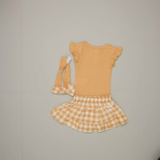 Rabbit Bear Baby Cheks Romper Skirt Set