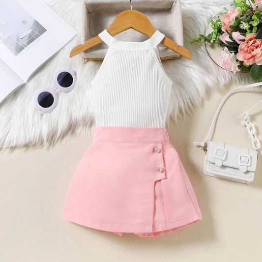 Sleeveless Crop Top and High-Waist Shorts Set