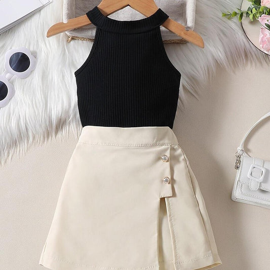 Sleeveless Crop Top and High-Waist Shorts Set