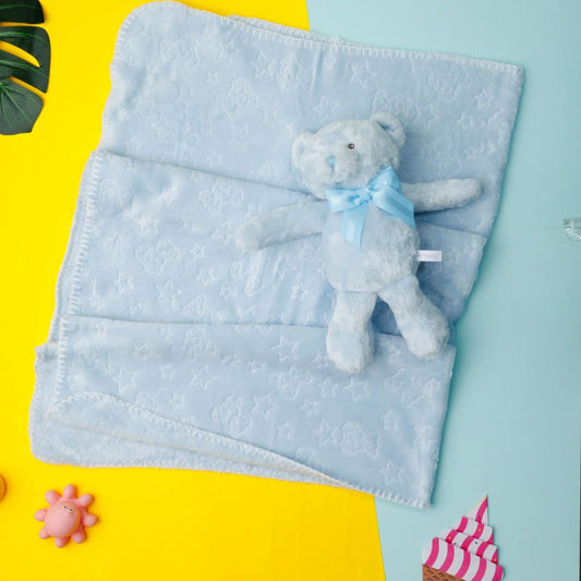 Sky Blue Baby Soft Blanket And Toy Set
