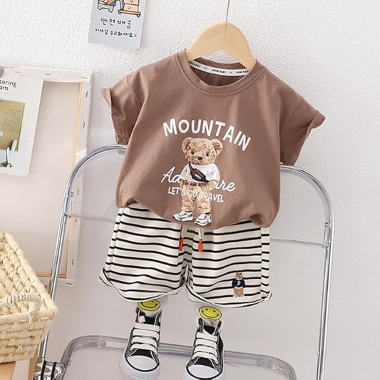 Baby T-Shirt and Striped Shorts Set, 2-Piece Outfit