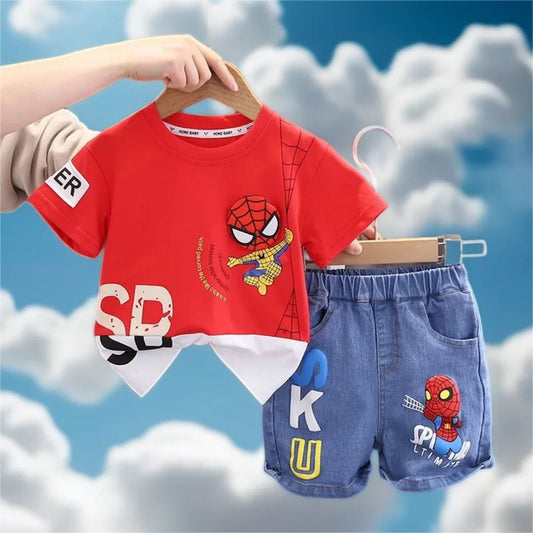 Unisex Spiderman Casual T-Shirt With Denim Shorts