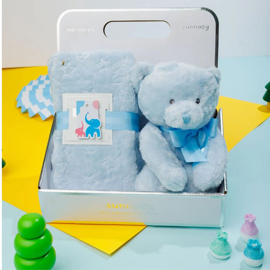 Sky Blue Baby Soft Blanket And Toy Set