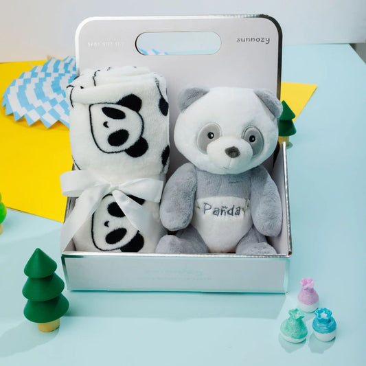 Baby Soft Blanket And Panda Toy Set