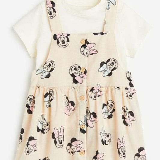 Piece T-Shirt And Dress Set - Light Beige minnie Mouse