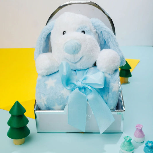 Blue One Kids Plush Dog & Blanket 2 Pc Gift Set