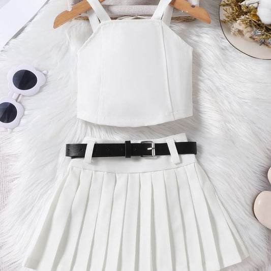 Camisole Top With Pleated Skirt & Belt