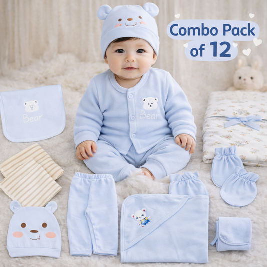Hello New Born Unisex Baby's Clothing Gift Set- 12Pcs