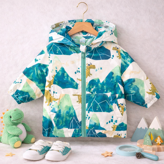 Full Sleeves Hooded Jacket Dino Print