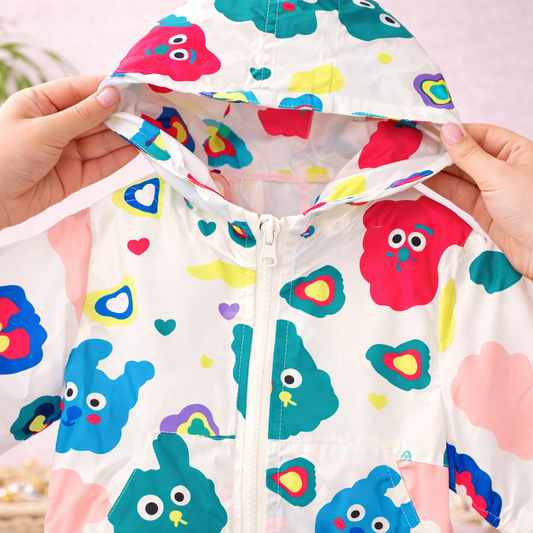 Full Sleeves Hooded Jacket Multi Colour Mouse Print