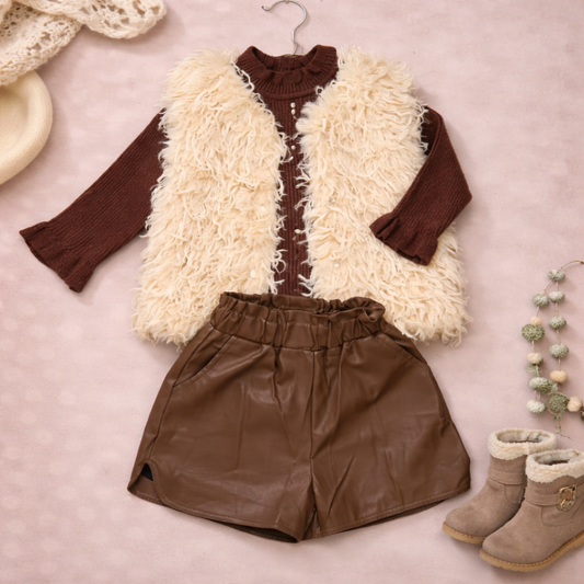 Kids Faux Fur Vest with Button Front, Winter Fashion