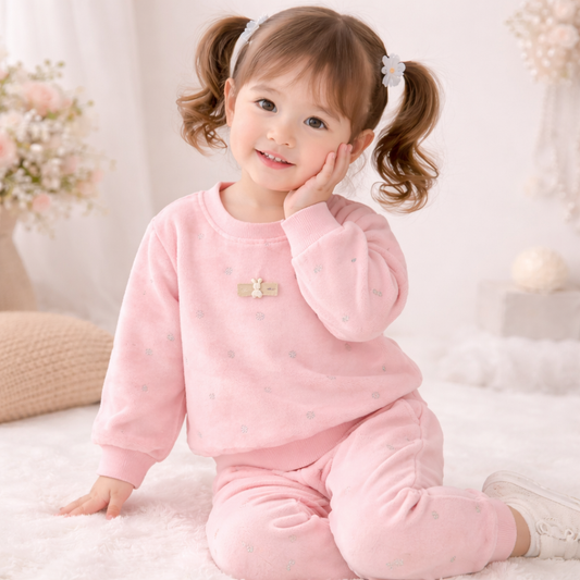 Toddler 2-Piece Outfit Set, Polka Dot Print, Long Sleeve Top and Pants