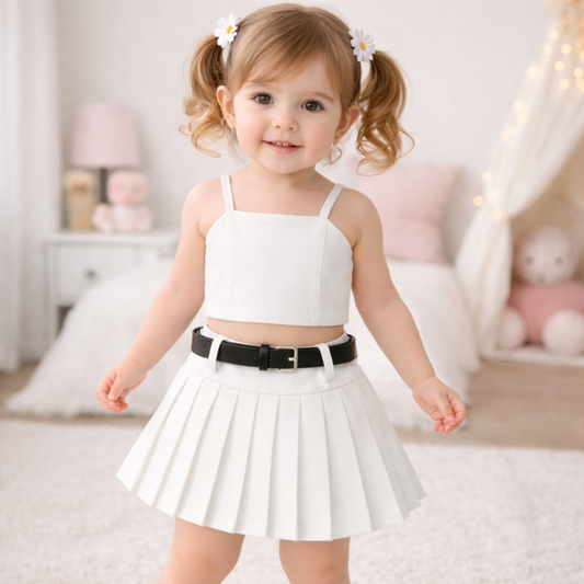 Camisole Top With Pleated Skirt & Belt