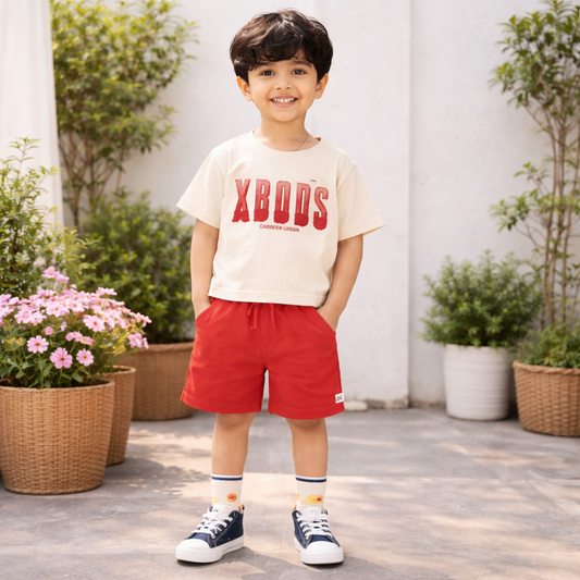 Kids Summer Set, T-Shirt with Graphic Print Shorts