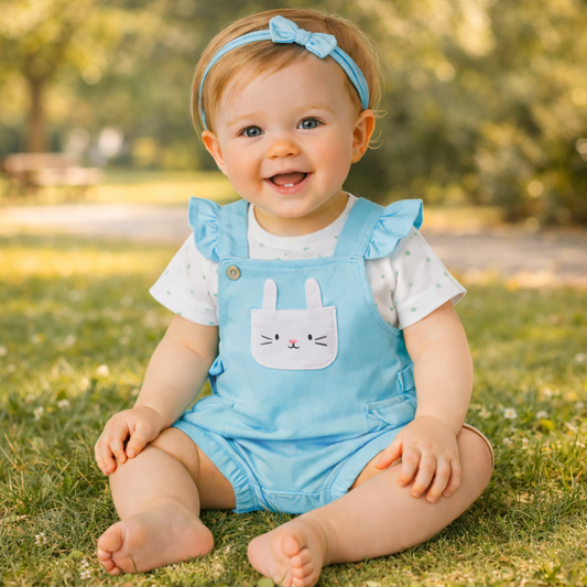 Sky Blue Sleeveless Embroidery Summer Bodysuit