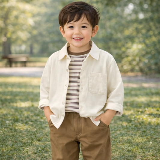 Baby Boy's 3-Piece Outfit Set, Striped Shirt with T-Shirt Khaki Pants
