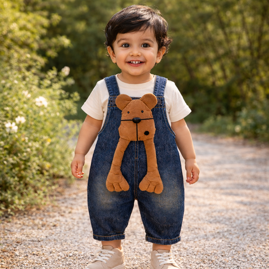 Dungaree For Boys & Girls Casual Printed Denim