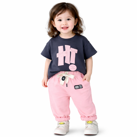 stylish T-Shirt with Pants, 2-Piece set, Casual Outfit