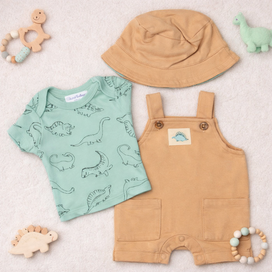 Baby Knee-Length Cotton Dangrie Dress With Cap
