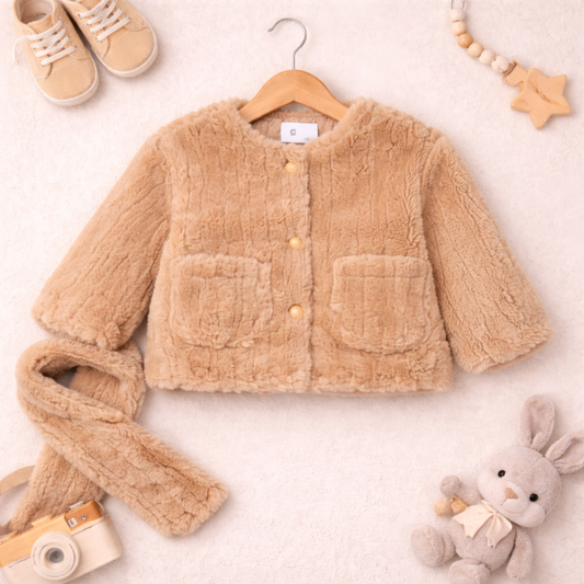 Polyester Longline Tailored Jacket With Muffler