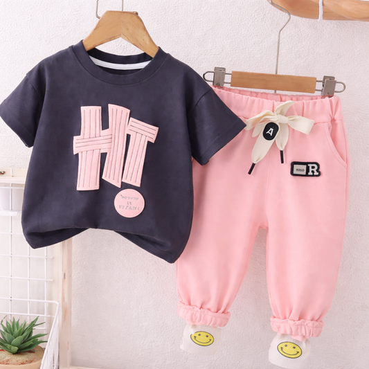 stylish T-Shirt with Pants, 2-Piece set, Casual Outfit