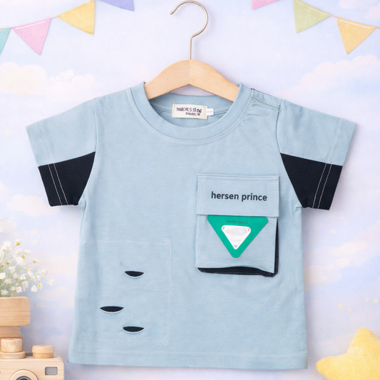 Kids Red T-Shirt with Pocket Design, Casual Outfit
