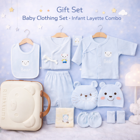 Polo Classy Suitcase with Born Baby Clothing Set- 15 PCS