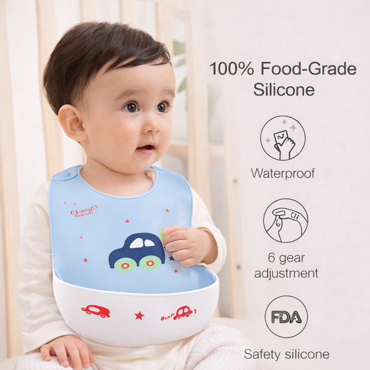 Waterproof Baby blue High Silicon Baby Bibs