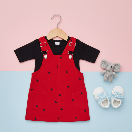 Disney Minnie Mouse Red&Black 2-Piece Denim Jumper