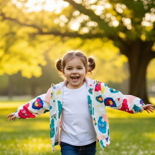 Full Sleeves Hooded Jacket Multi Colour Mouse Print