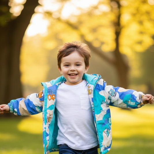 Full Sleeves Hooded Jacket Sky Blue  Vehicle Print