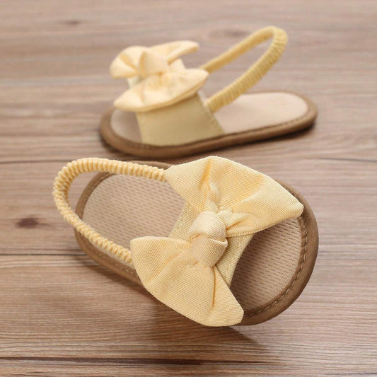 Baby Girls Bow Sandals, Cotton Canvas Summer Shoes, Soft Sole