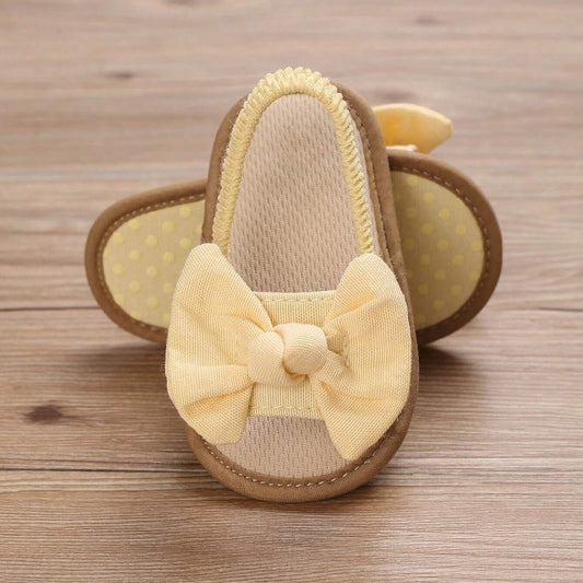Baby Girls Bow Sandals, Cotton Canvas Summer Shoes, Soft Sole