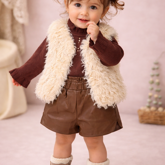Kids Faux Fur Vest with Button Front, Winter Fashion